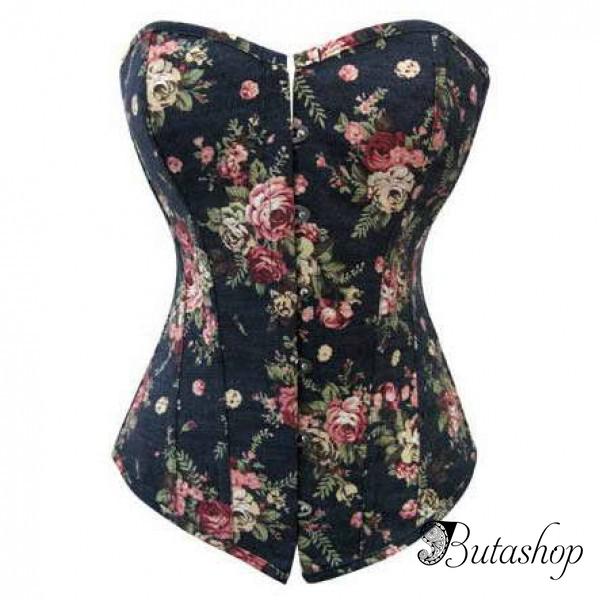 Корсет с цветочным принтом темный - www.butashop.com