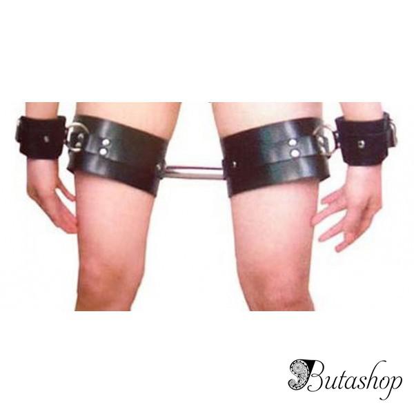 Кожаный черный бондаж для рук и ног - www.butashop.com