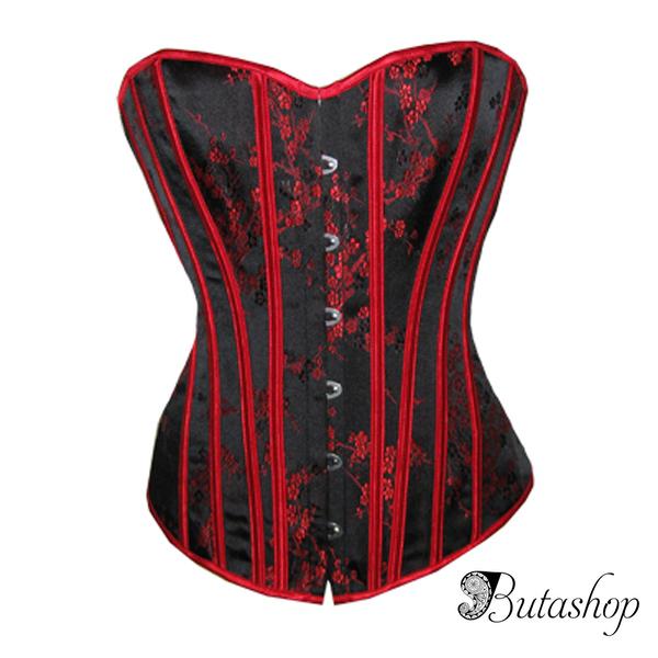 Сатиновый корсет с красными вертикальными полосками - www.butashop.com