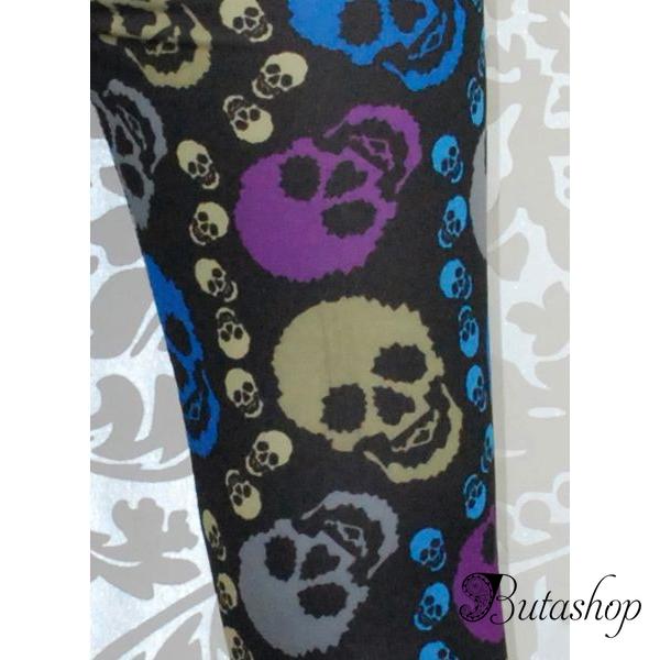 Леггинсы цветные с черепками - www.butashop.com
