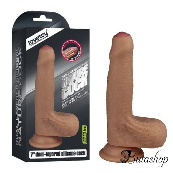Реалистичный фаллоимитатор на присоске с мошонкой - www.butashop.com