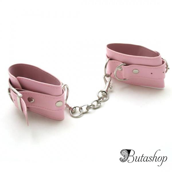 Розовые наручники из кожи - www.butashop.com