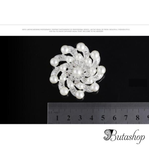РАСПРОДАЖА! Брошь - Перламутровый цветок - www.butashop.com
