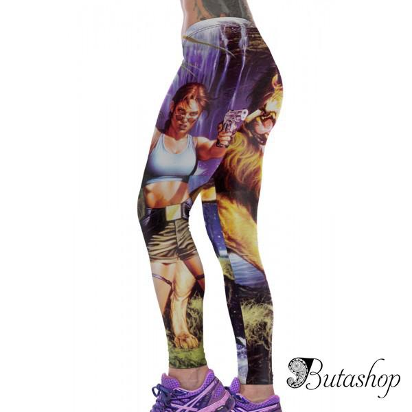 Спортивный леггинсы с принтом лева - www.butashop.com