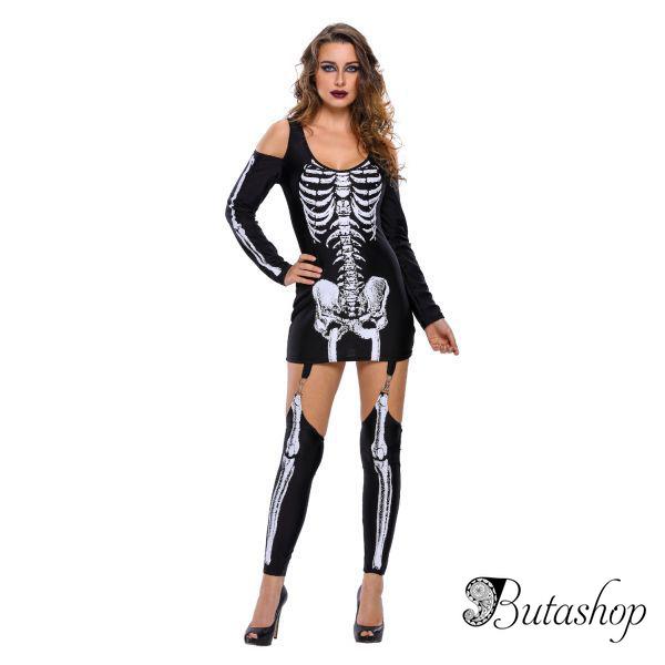 рентген хеллоуин с плеча скелет платье костюм - www.butashop.com
