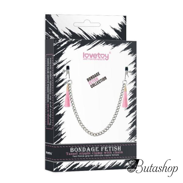 Зажимы для сосков с розовыми кисточками на цепочке - www.butashop.com