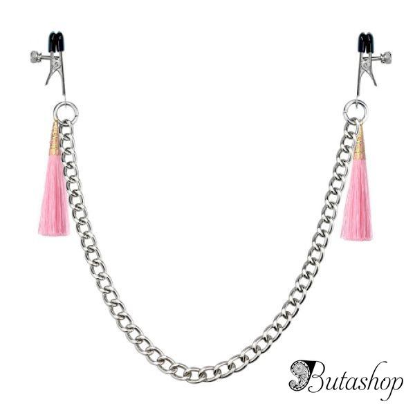 Зажимы для сосков с розовыми кисточками на цепочке - www.butashop.com