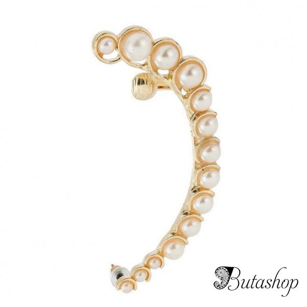 РАСПРОДАЖА! Золотистые серьги с перламутровыми вставками - www.butashop.com