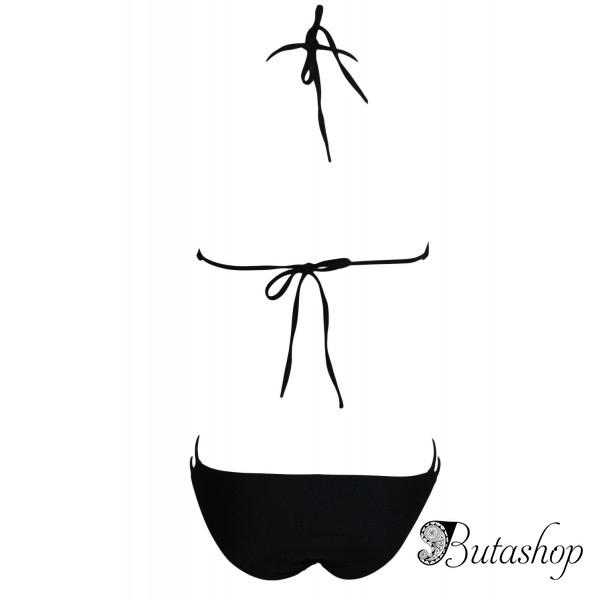 Раздельный черный купальник с прорезами - www.butashop.com
