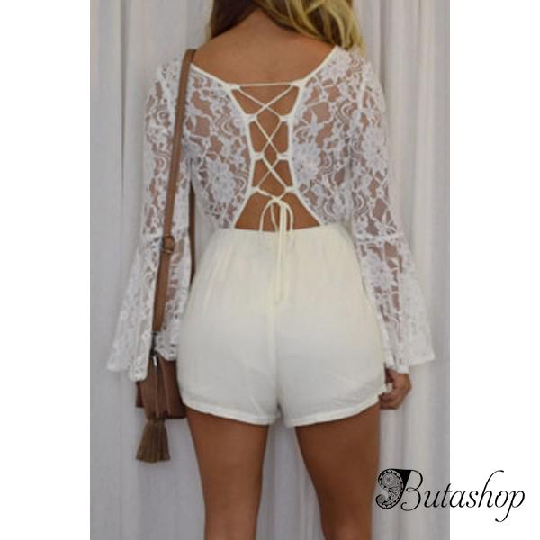 Сексуальный белый кружевной комбинезон - www.butashop.com