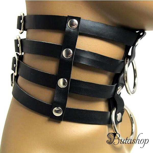 Черный кожаный воротник - www.butashop.com