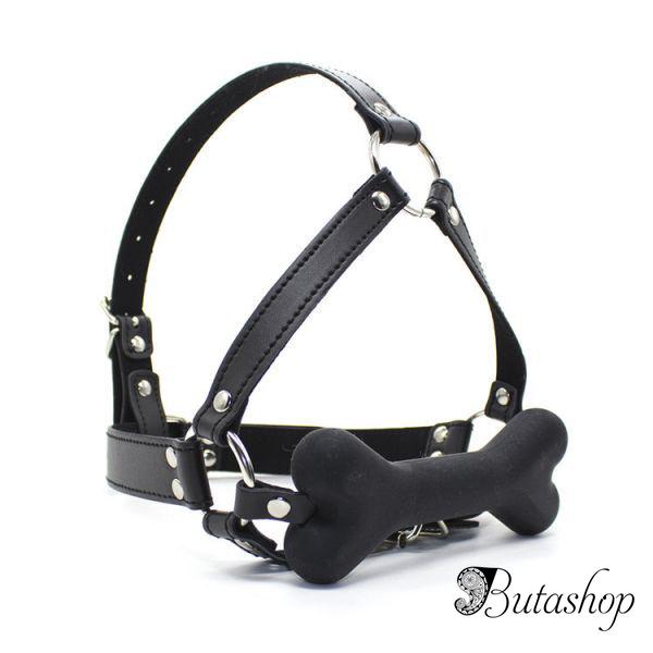 Черный кляп на ремнях с косточкой - www.butashop.com