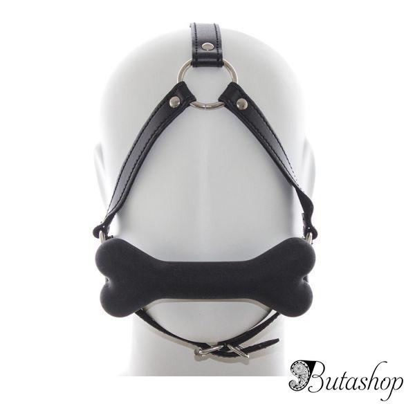Черный кляп на ремнях с косточкой - www.butashop.com