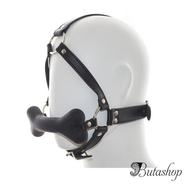 Черный кляп на ремнях с косточкой - www.butashop.com