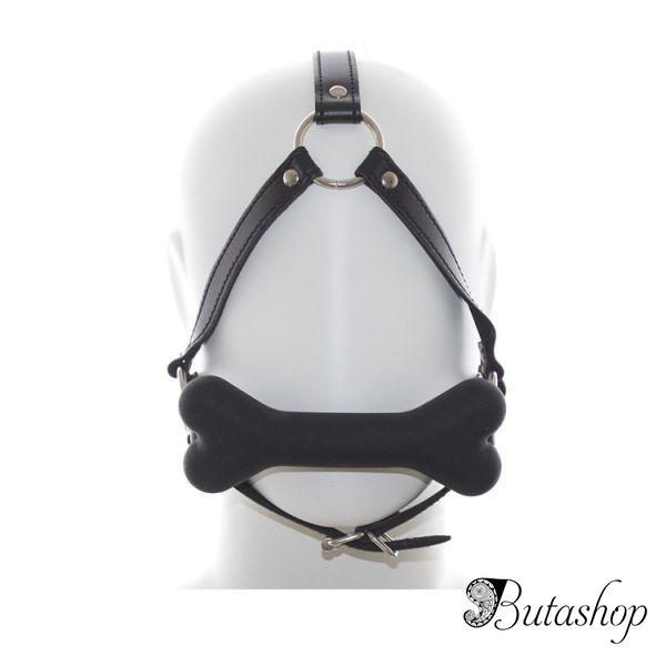 Черный кляп на ремнях с косточкой - www.butashop.com