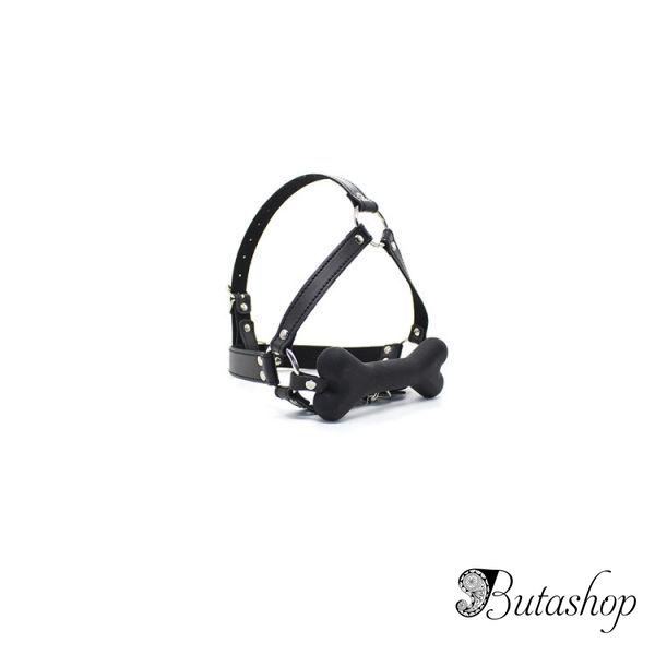 Черный кляп на ремнях с косточкой - www.butashop.com
