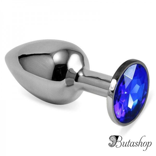 Гладкая анальная пробка с синим камнем Rosebud Classic S - www.butashop.com