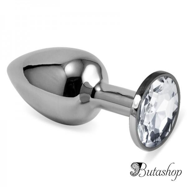 Гладкая анальная пробка с синим камнем Rosebud Classic S - www.butashop.com