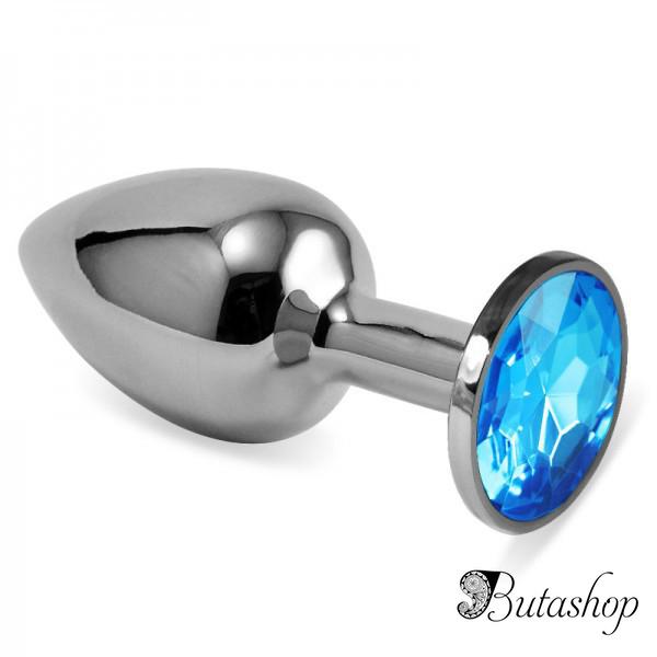 Гладкая анальная пробка с синим камнем Rosebud Classic S - www.butashop.com