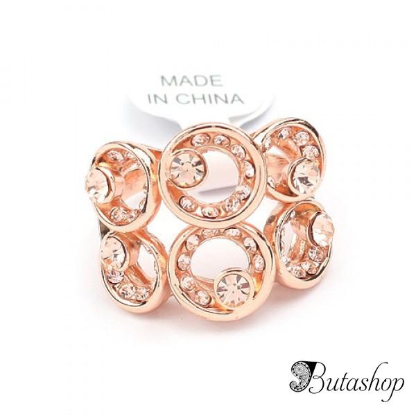 РАСПРОДАЖА! Объемное кольцо со мерцающими стразами - www.butashop.com