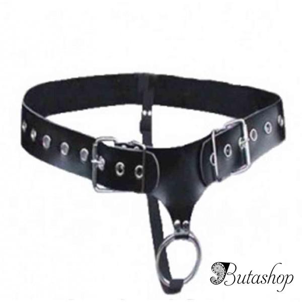Черный кожаный фиксатор на пояс - www.butashop.com