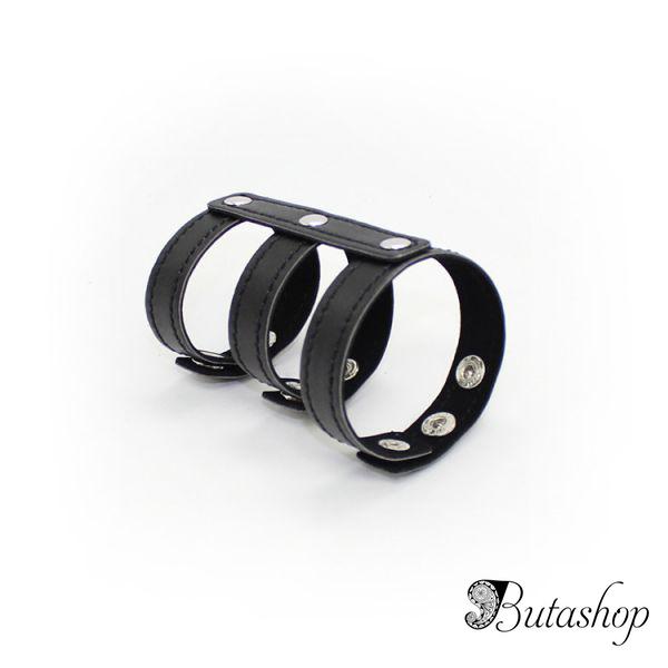 Кожаный черный фиксатор на пенис - www.butashop.com