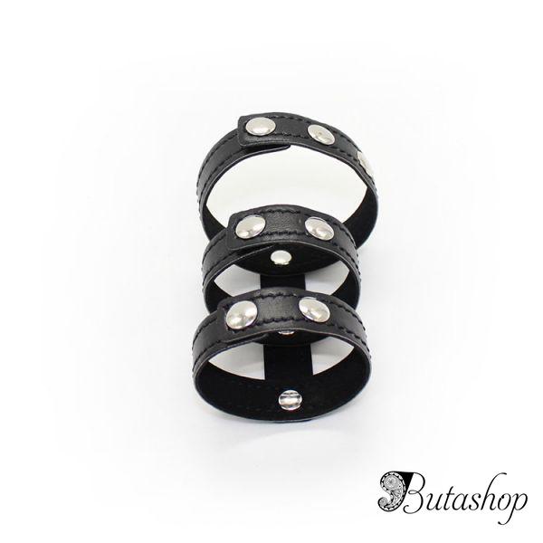 Кожаный черный фиксатор на пенис - www.butashop.com