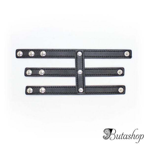 Кожаный черный фиксатор на пенис - www.butashop.com