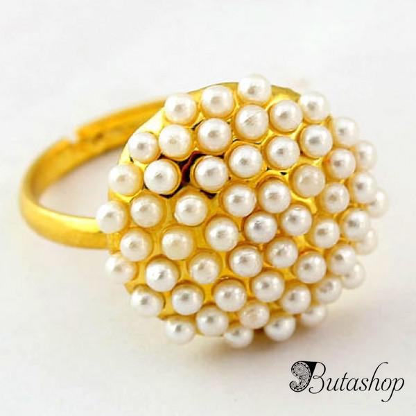 РАСПРОДАЖА! Золотистое кольцо с бусинами - www.butashop.com