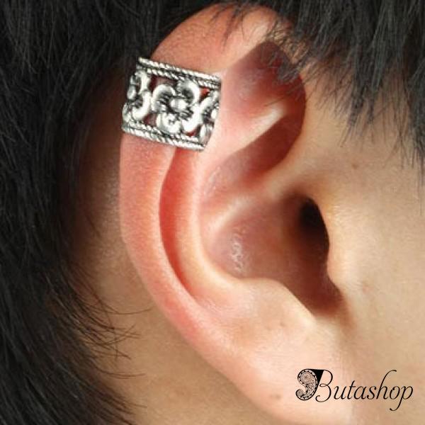РАСПРОДАЖА! Стальная серьга-клипса с цветочками - www.butashop.com