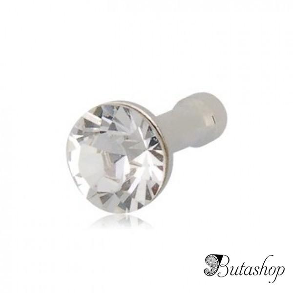 РАСПРОДАЖА! Crystal Decorated Dustproof Cover for iPhone 4/4S 3.5 mm Jack (White) - www.butashop.com