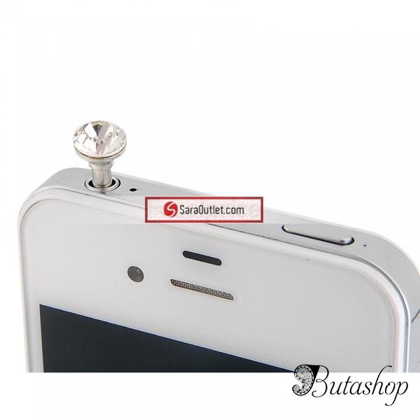 РАСПРОДАЖА! Crystal Decorated Dustproof Cover for iPhone 4/4S 3.5 mm Jack (White) - www.butashop.com
