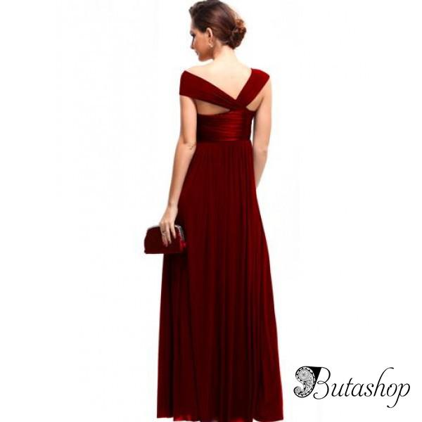 РАСПРОДАЖА! Ярко-красное вечернее длинное платье с открытым плечом - www.butashop.com