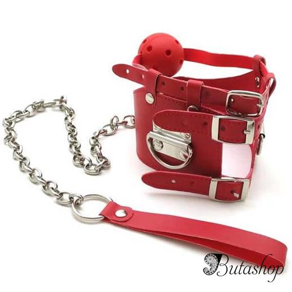Красный кляп с цепью - www.butashop.com