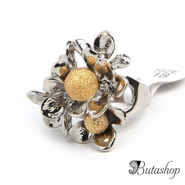 РАСПРОДАЖА! Двухцветное кольцо в форме цветка - www.butashop.com