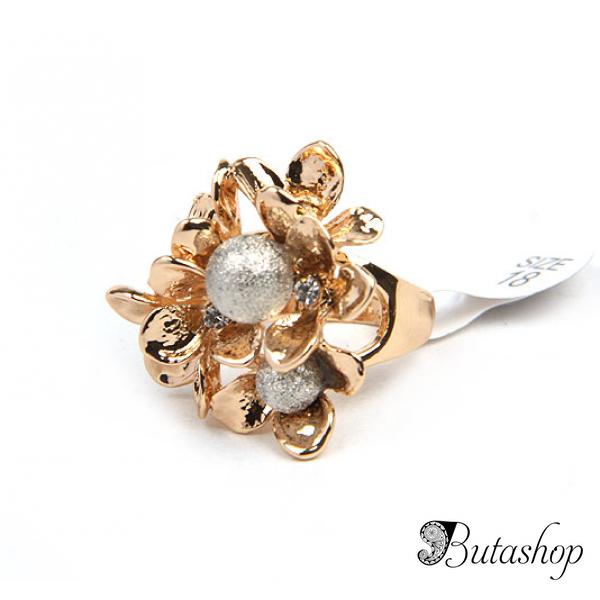 РАСПРОДАЖА! Двухцветное кольцо в форме цветка - www.butashop.com