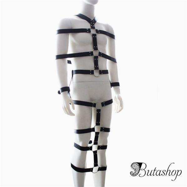 Черный кожаный bdsm костюм - www.butashop.com