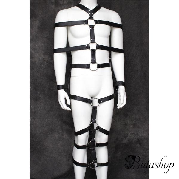 Черный кожаный bdsm костюм - www.butashop.com