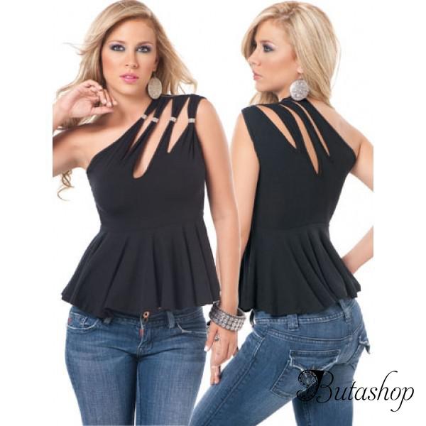 Черный топ на одно плече - www.butashop.com