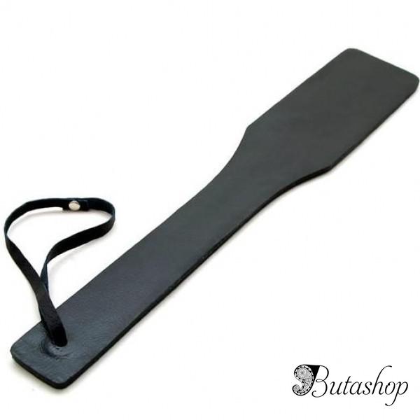 Черная кожаная шлепалка упругая и жесткая - www.butashop.com