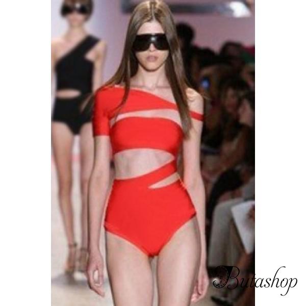 Красный купальник с прорезями Монокини - www.butashop.com