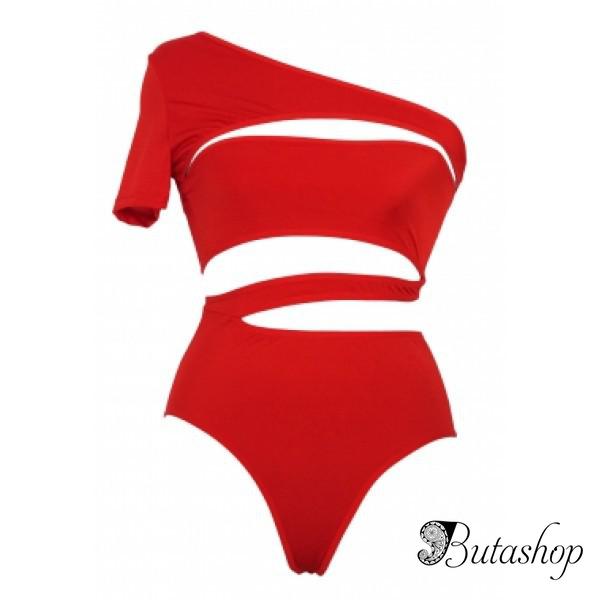 Красный купальник с прорезями Монокини - www.butashop.com