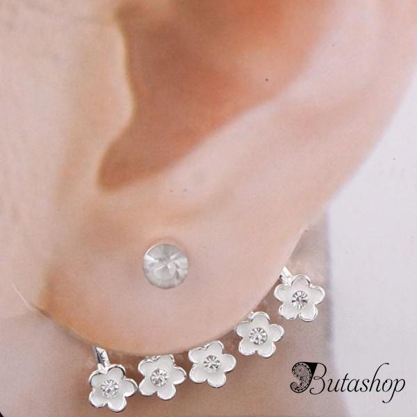 РАСПРОДАЖА! Серебристые серьги - Цветочки - www.butashop.com