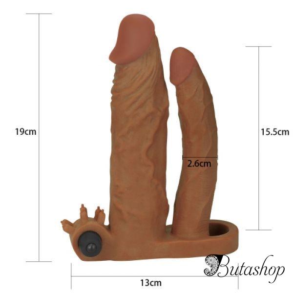 Pleasure X Tender Vibrating Double Penis Sleeve - www.butashop.com