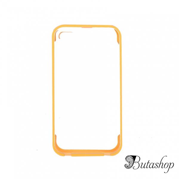 РАСПРОДАЖА! Protective Plastic Side Border Frame with Transparent Back Skin Shell for Iphone 4G (Orange) - www.butashop.com