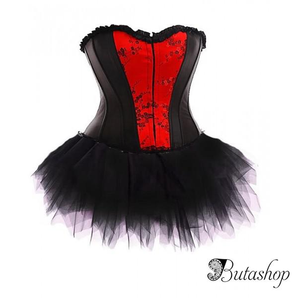Черный утягивающий корсет с отделкой - www.butashop.com