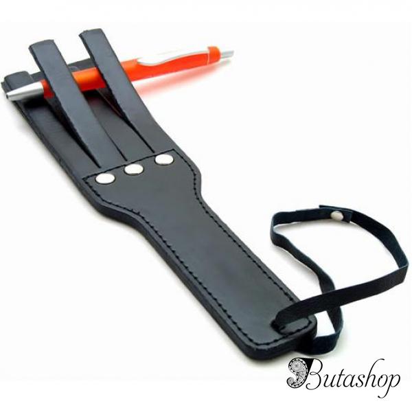 Черная квадратная кожаная шлепалка - www.butashop.com