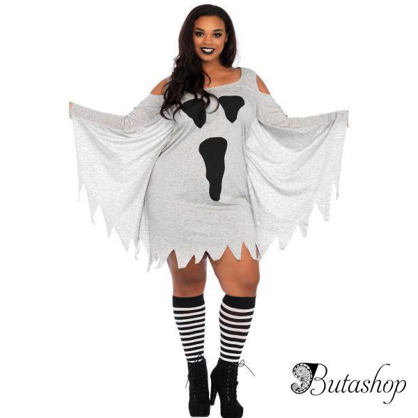 Halloween Ghost Print Jersey Plus Size Dress - www.butashop.com