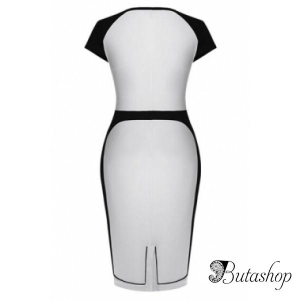Элегантное черно белое платье миди - www.butashop.com