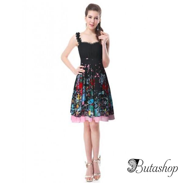 РАСПРОДАЖА! Черное платье с цветочным принтом - www.butashop.com